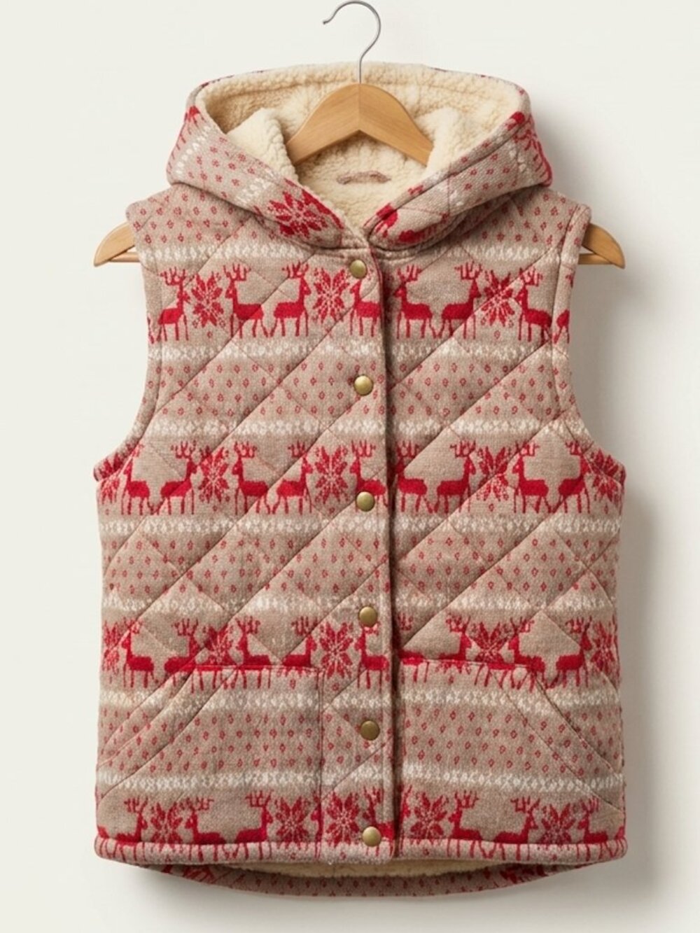 Free People Fair Isle Reindeer Sherpa Vest 🦌❄️ - Picture 1 of 4